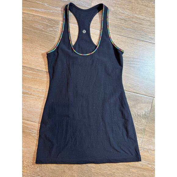Lululemon black tank with multicolored stitching fits size medium - Picture 1 of 4